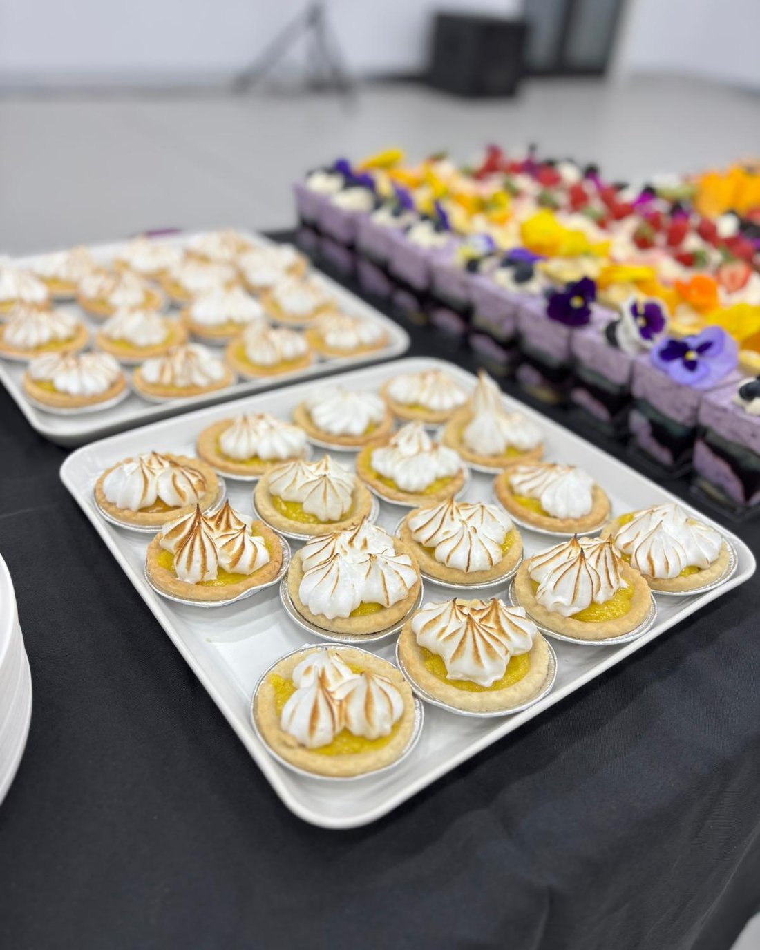 Lemon meringue tarts and mousse dessert cups
